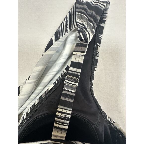 Nwt Lands' End Suplice Wrap Swim Bathing Suit Dress SZ 8 Black & White - Picture 8 of 8